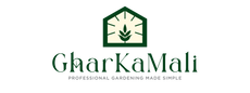 GharKamali logo with a green leaf symbol on a white background